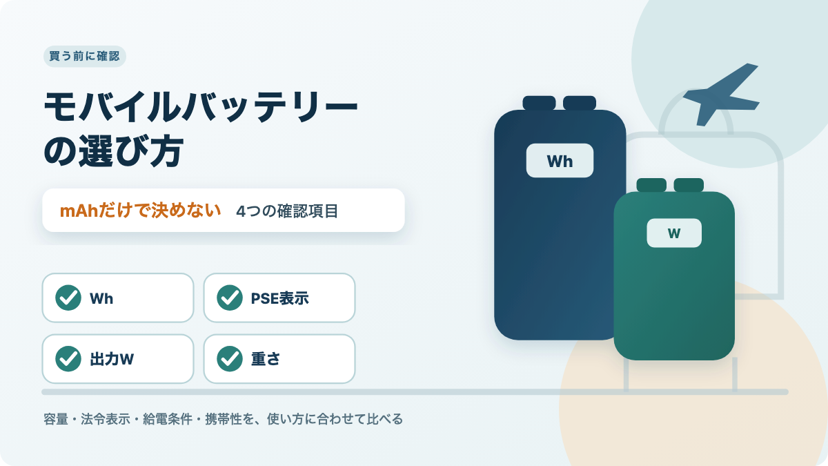 モバイルバッテリーの選び方 容量表記・PSE・飛行機の条件